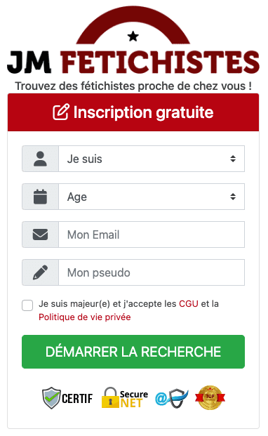 Formulaire d'inscription JM Fétichistes